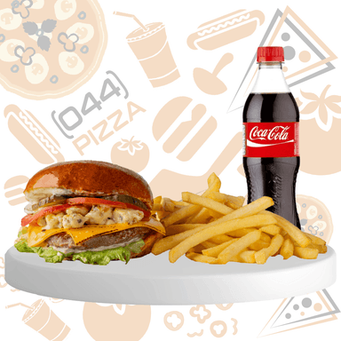 Бургер сирний + картопля фрі велика + напій 0,5л